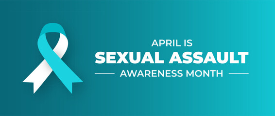 Sexual assault awareness month background or banner design template with ribbon. Vector illustration.