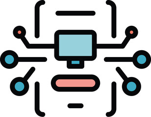 Blockchain system icon. Outline Blockchain system vector icon for web design isolated on white background color flat