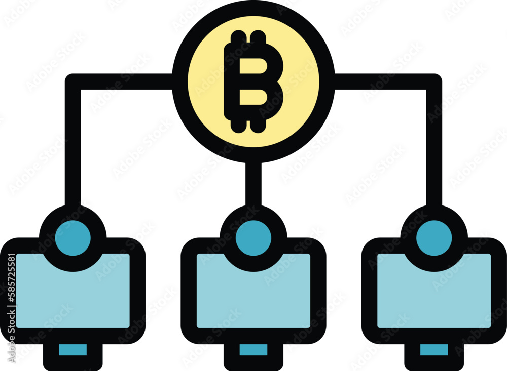 Poster blockchain network icon. outline blockchain network vector icon for web design isolated on white bac