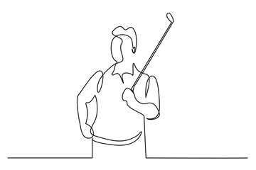 professional man golf sport pose lifestyle line art