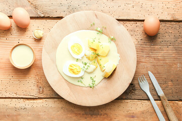 Senfei Senfeier mit Kartoffeln Salzkartoffeln Ei Eier Senf