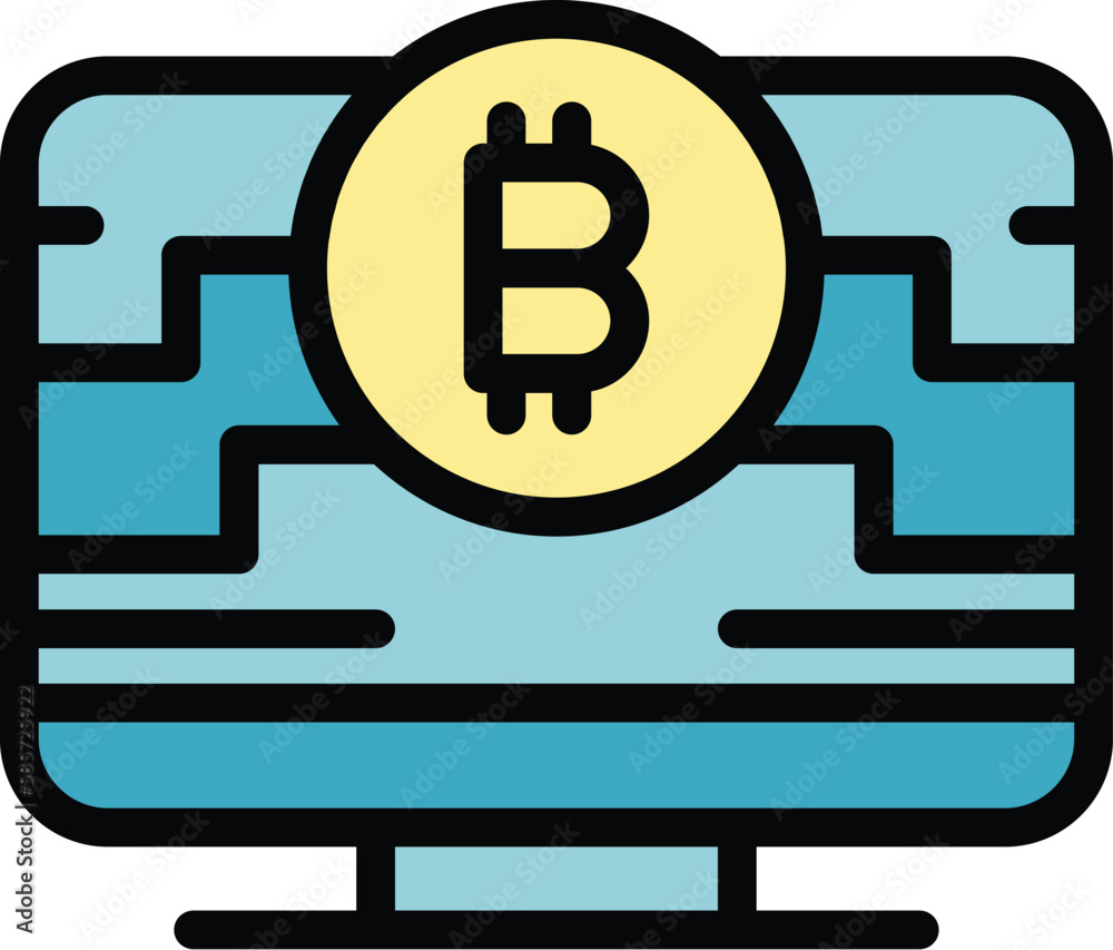 Poster online blockchain icon. outline online blockchain vector icon for web design isolated on white backg