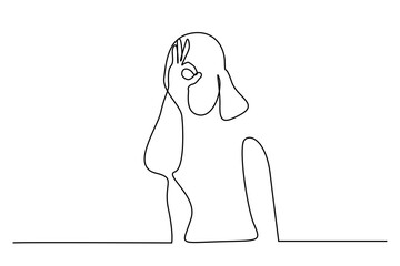 beautiful woman ok okey sign fingers eye posing