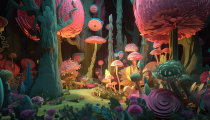 The Dreamy Forest: A 3D Fantasy Design with Whimsical Trees