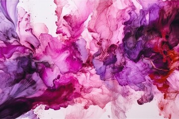 an abstract painting with pink and purple ink blending together. Generative AI