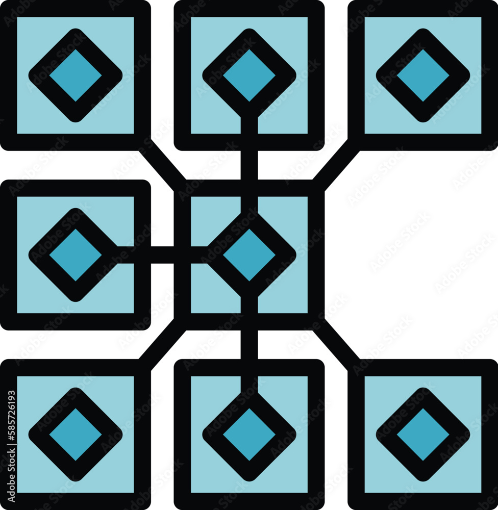 Poster virtual blockchain icon. outline virtual blockchain vector icon for web design isolated on white bac