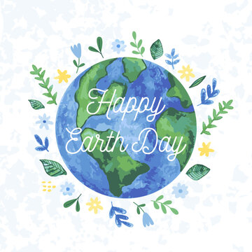 Happy Earth Day! Vector banner, card, template, social poster on the theme of saving the planet. Hand draw illustration. Make everyday earth day.