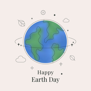Happy Earth Day! Vector banner, card, template, social poster on the theme of saving the planet. Trendy modern illustration. Make everyday earth day.