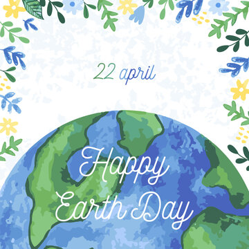 Happy Earth Day! Vector banner, card, template, social poster on the theme of saving the planet. Hand draw illustration. Make everyday earth day.