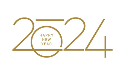 2024, Happy New Year 2024 Design template with typography logo 2024 for celebration and season decoration. Minimalist trendy background for branding, banner, cover, card