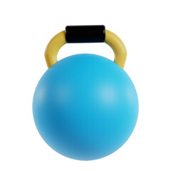 gym kettlebell 3d icon, gym equipment on isolated white background