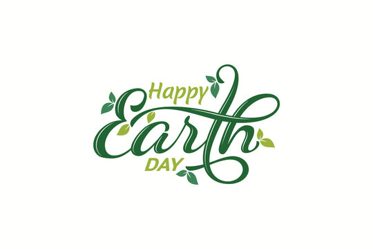 vector lettering of happy earth day with beautiful floral elements. version 2.
