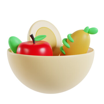 healthy diet food 3d icon on isolated white background