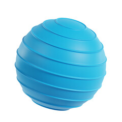blue pilates ball 3d icon, gym equipment on isolated white background