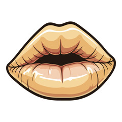 Painted Lips Flat Icon Isolated On White Background