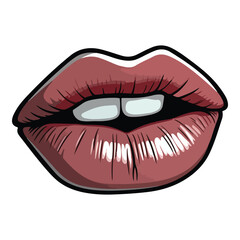 Painted Lips Flat Icon Isolated On White Background