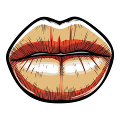 Painted Lips Flat Icon Isolated On White Background
