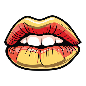 Beauty Lipstick Lips Flat Icon Isolated On White Background