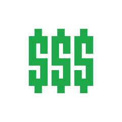 Green dollar sign, three dollar money vector illustration