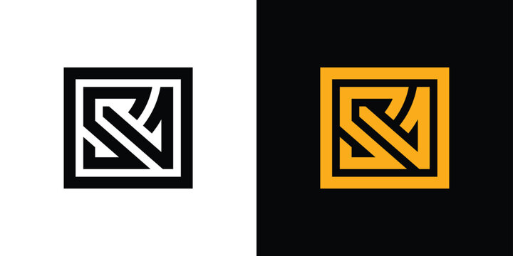SV logo design template elements, square shape monogram logo