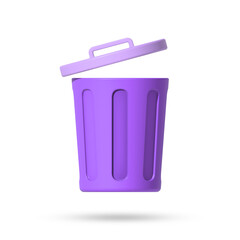 3D rendered purple wastebasket icon
