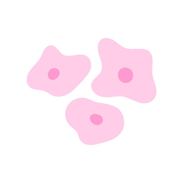 Human stem cell cluster icon. Nucleus and membrane tissue under microscope. Medical design illustration.