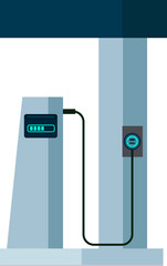 Modern Electric Smart Car Charging Parking Station Charging Station With Plug In Cable,  charging point.