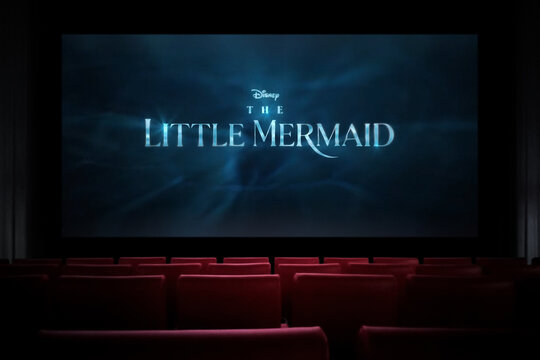 The Little Mermaid movie in the cinema. Watching a movie in the cinema. Astana, Kazakhstan - March 23, 2023.