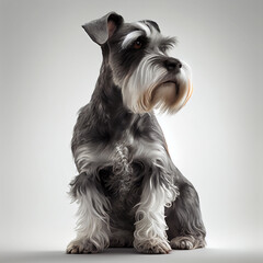 Miniature schnauzer. Realistic illustration of dog isolated on white background. Dog breeds.Generative AI