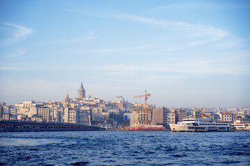 Fototapeta na wymiar Travel by Turkey. Istanbul Ferryboat. Concept of transportation and traveling.