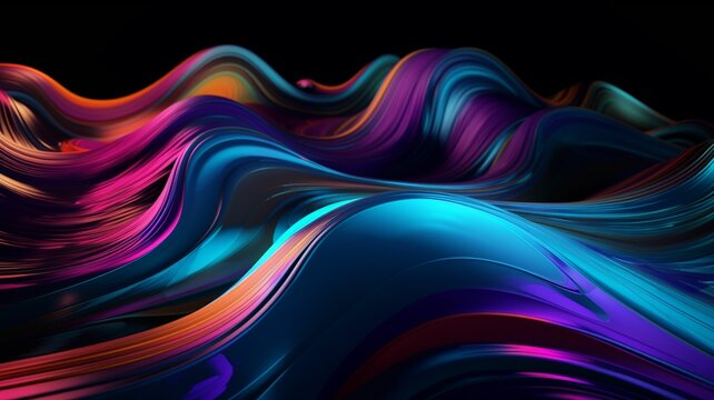 chome concept, Abstract waves 3D Background, colorful, Generative IA