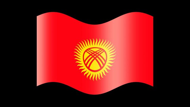 Animated kyrgyzstan flag. Kyrgyz flag icon. The waving glossy banner of kyrgyzstan. State patriotic banner. Design element, transparent, seamless loop