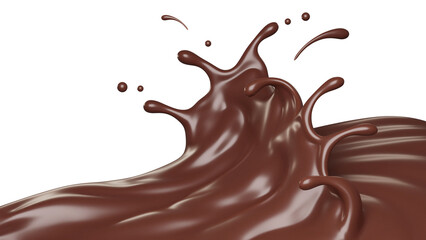 Chocolate  splasht png file , 3D Rendering, 3D illustration