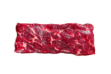 Raw machete or skirt beef steak.  Isolated, transparent background. - obrazy, fototapety, plakaty