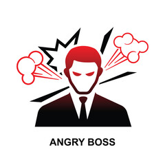 Angry boss icon.Business leader felling angry and blames isolated on background vector illustration.
