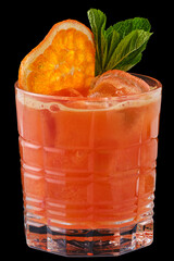 Summer refreshing orange and mint spritz cold cocktail