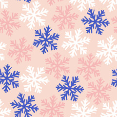 Vector seamless Christmas pattern with colorful snowflakes - 585736935