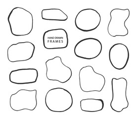 Set of hand-drawn frames.Vector black stroke border with felt-tip pen objects.