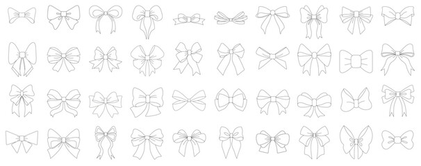 Set of decorative different bow silhouette. Vector illustration icon