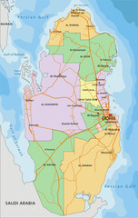 Obraz premium Qatar - Highly detailed editable political map with labeling.
