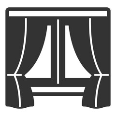 Curtains cover the window - icon, illustration on white background, glyph style