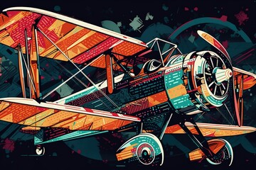 an antique airplane with a visible propeller. Generative AI