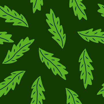 Simple leaves seamless ornament for print, packaging design.