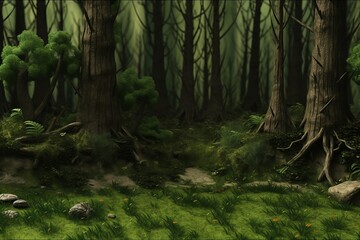 Fototapeta premium Forest Floor - Low-Angle Shot of a Majestic Woodland