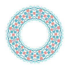 Round frame cross-stitch motifs folk embroidery