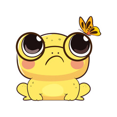 Cute baby frog in cartoon style. Vector illustration.