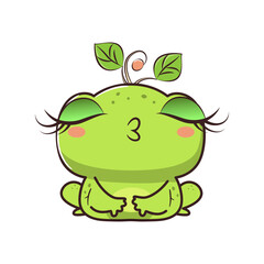 Cute baby frog in cartoon style. Vector illustration.