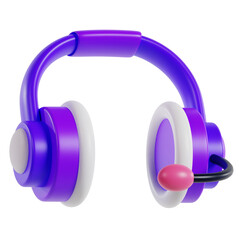 headphones on white background, podcast 3d media illustration