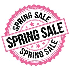 SPRING SALE text on pink-black round stamp sign