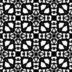 Background with abstract shapes. Black and white texture. Seamless monochrome repeating pattern for web page, textures, card, poster, fabric, textile.